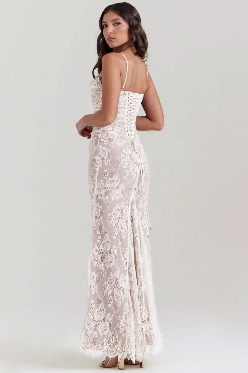 AfterHours Shoulder-On Floral Lace Maxi Dress