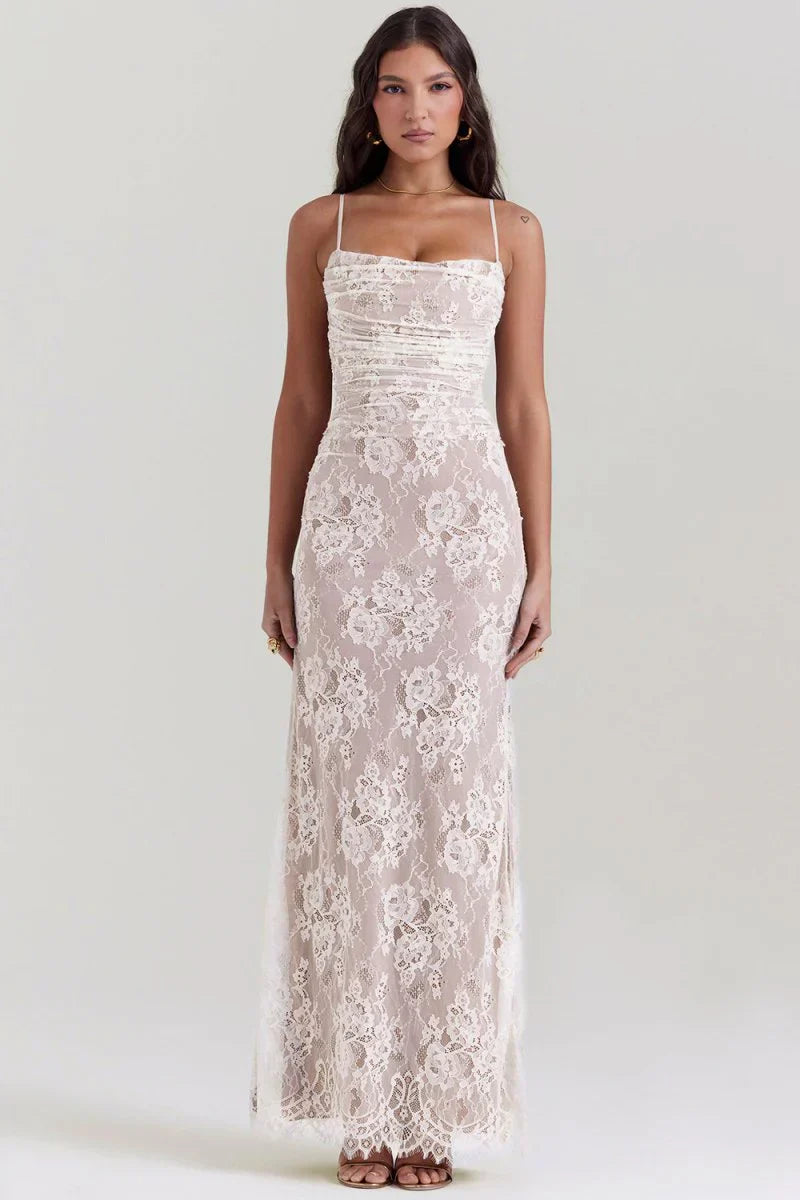 AfterHours Shoulder-On Floral Lace Maxi Dress