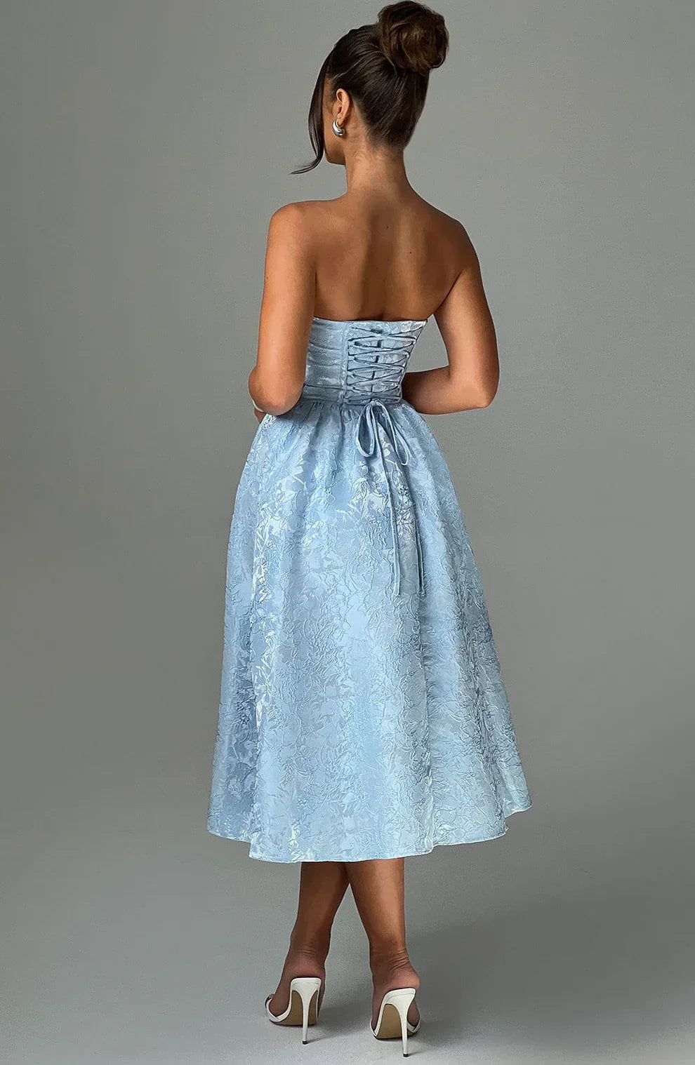 AfterHours Strapless Jacquard Midi Dress
