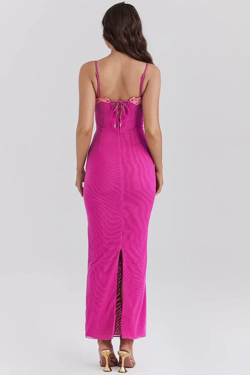 AfterHours Contrast Lace Slit Maxi Dress