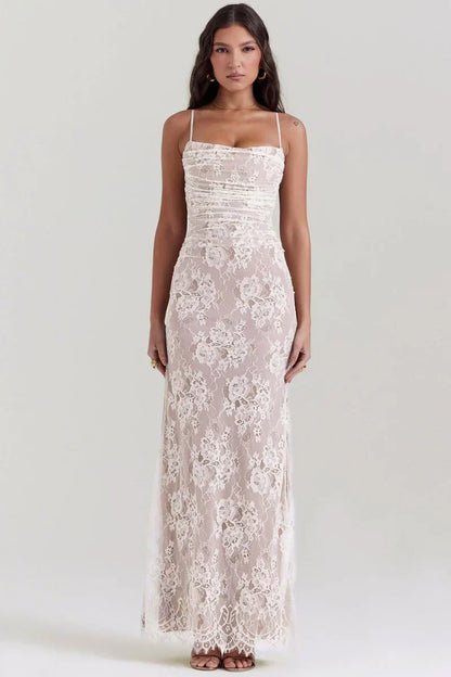 AfterHours Shoulder-On Floral Lace Maxi Dress